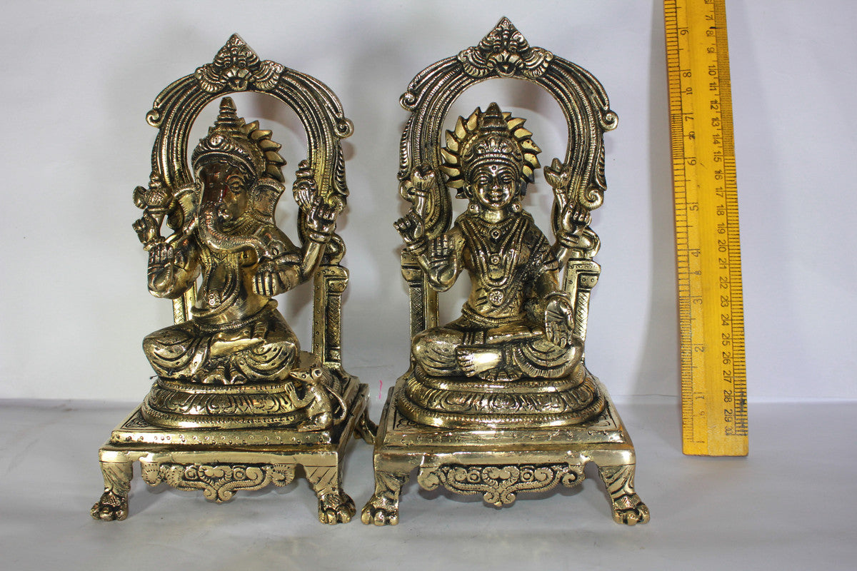 Brass Laxmi Ganesh God Idol Statue