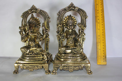 Brass Laxmi Ganesh God Idol Statue