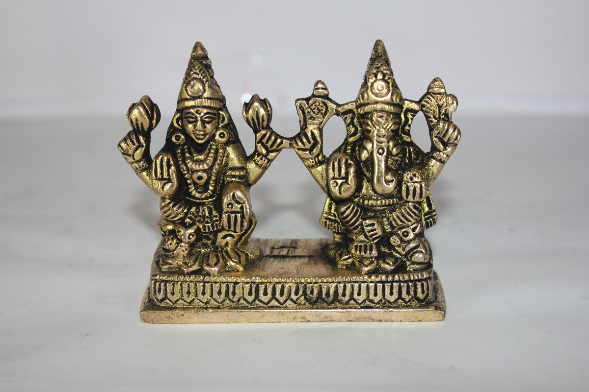 Brass Laxmi Ganesh God Idol Statue