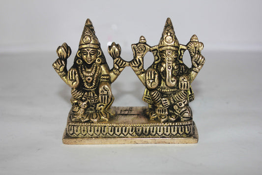 Brass Laxmi Ganesh God Idol Statue