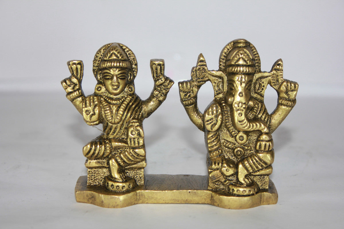 Brass Laxmi Ganesh God Idol Statue