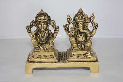 Brass Laxmi Ganesh God Idol Statue