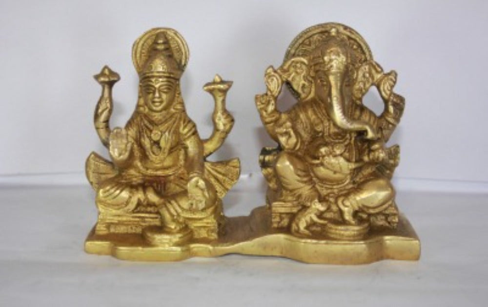 Brass Laxmi Ganesh God Idol Statue