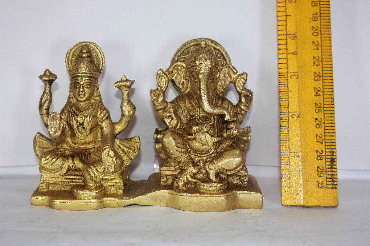Brass Laxmi Ganesh God Idol Statue
