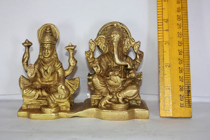 Brass Laxmi Ganesh God Idol Statue