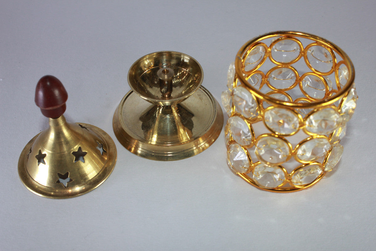 Brass Crystal Akhand Jyoti Diya