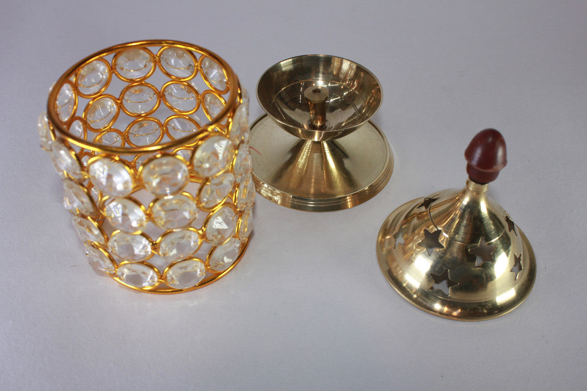 Brass Crystal Akhand Jyoti Diya