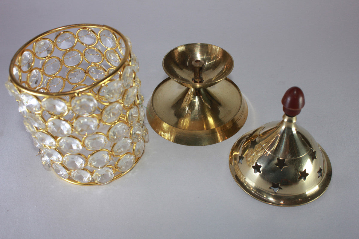 Brass Crystal Akhand Jyoti Diya