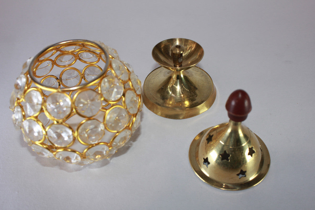 Brass Crystal Akhand Jyoti Diya