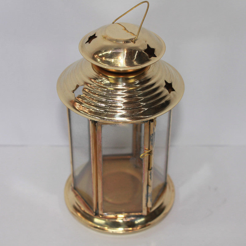 Brass Akhand Glass Jyoti Diya Stand