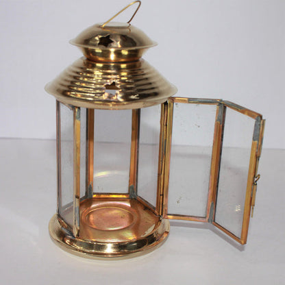 Brass Akhand Glass Jyoti Diya Stand