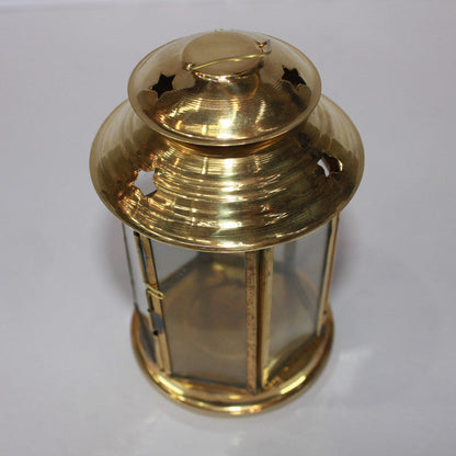 Brass Akhand Glass Jyoti Diya Stand