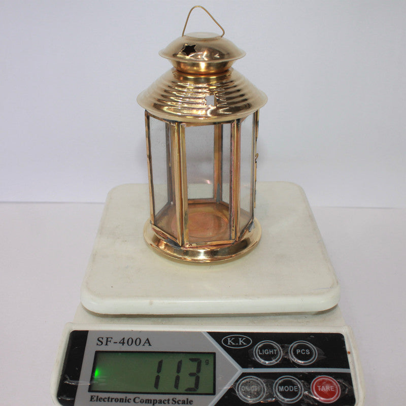 Brass Akhand Glass Jyoti Diya Stand