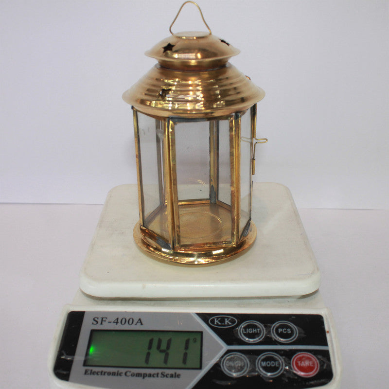 Brass Akhand Glass Jyoti Diya Stand