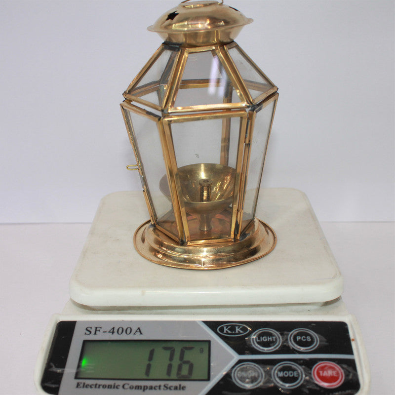 Brass Akhand Glass Jyoti Diya Stand