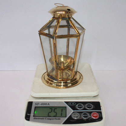 Brass Akhand Glass Jyoti Diya Stand