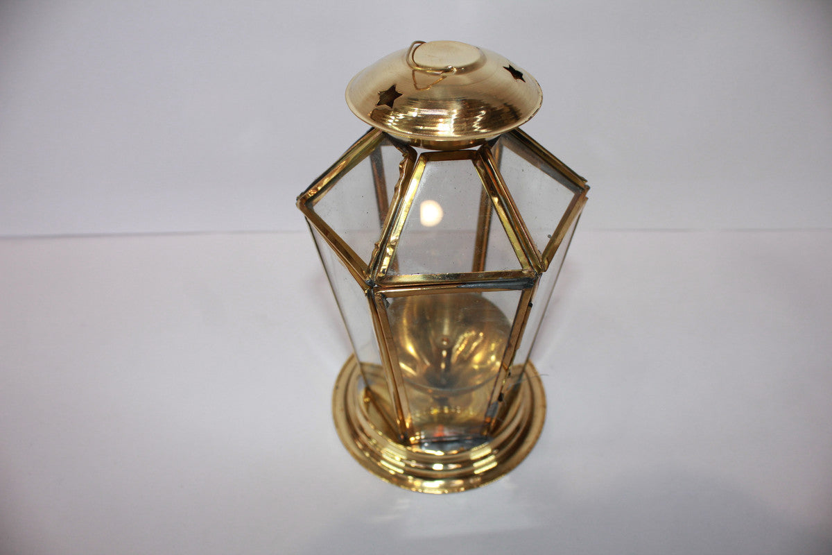 Brass Akhand Glass Jyoti Diya Stand