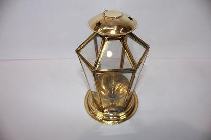 Brass Akhand Glass Jyoti Diya Stand