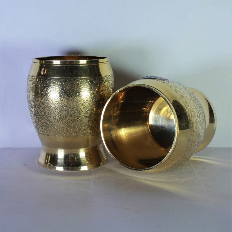 Brass Design Glass Set of 2