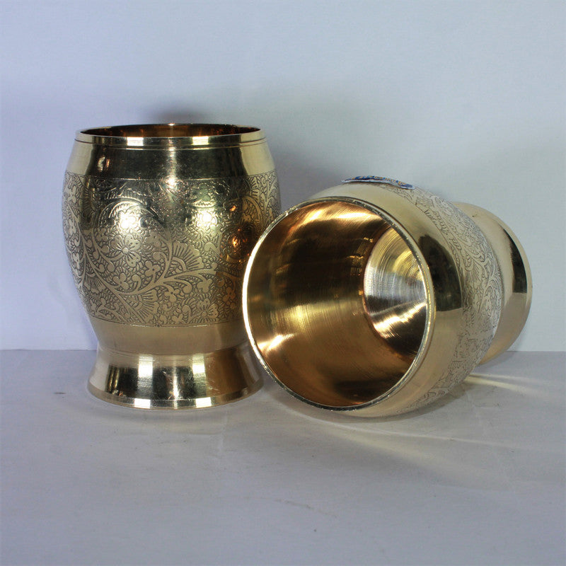 Brass Design Glass Set of 2