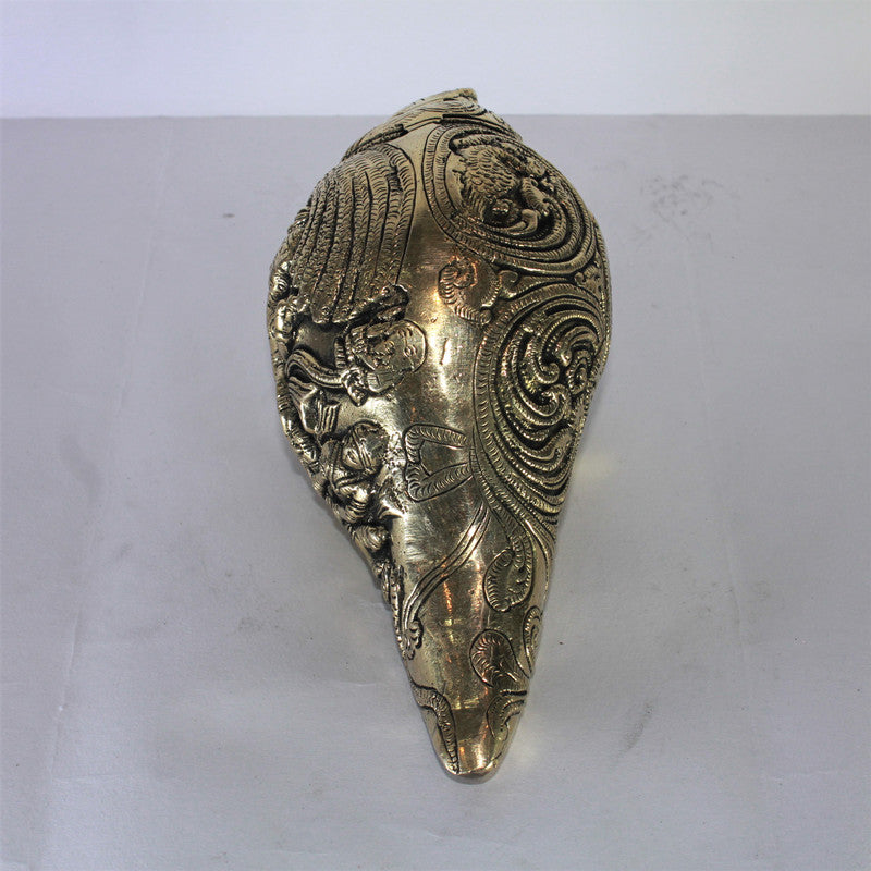 Brass Conch Shell | Pooja Shankh With Lord Vishnu