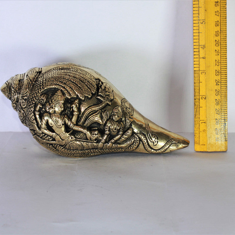 Brass Conch Shell | Pooja Shankh With Lord Vishnu