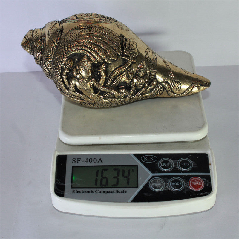 Brass Conch Shell | Pooja Shankh With Lord Vishnu