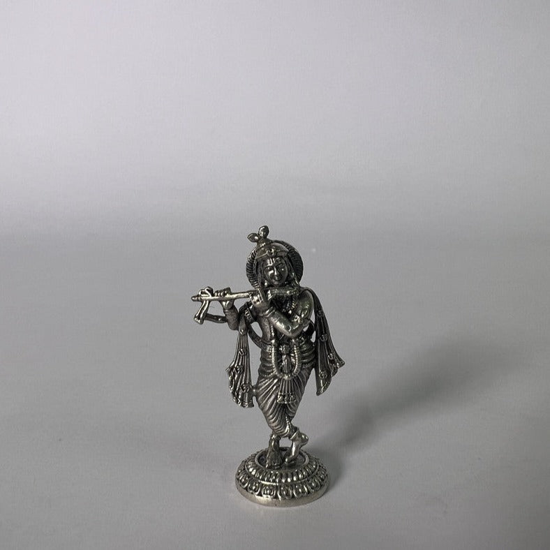 Pure Silver 92.5 Krishna Antique Idol