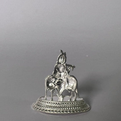 Pure Silver Krishna With Cow