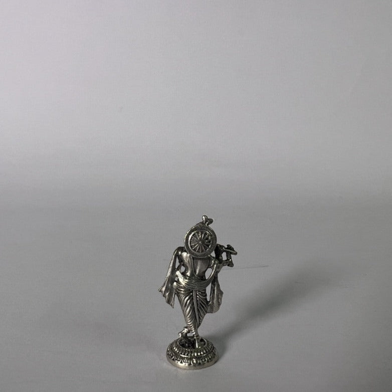 Pure Silver 9.25 Krishna Antique Idol