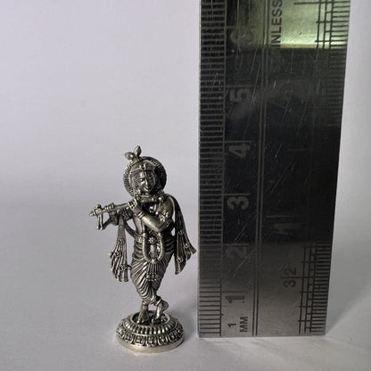 Pure Silver 92.5 Krishna Antique Idol