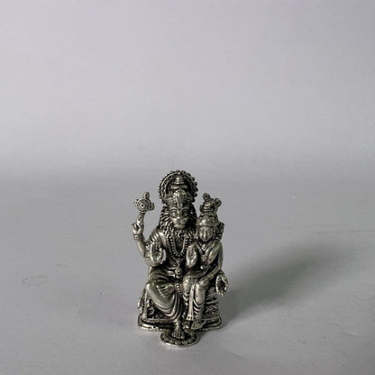 Pure Silver Laxminarasimha Swami Oxidized Antique