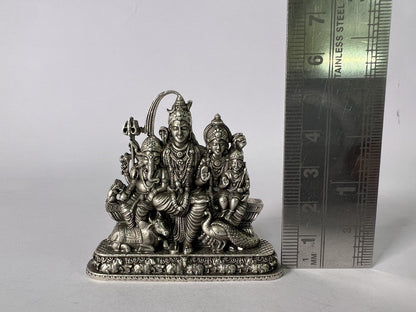 Pure Silver Shivparivar Antique Idol