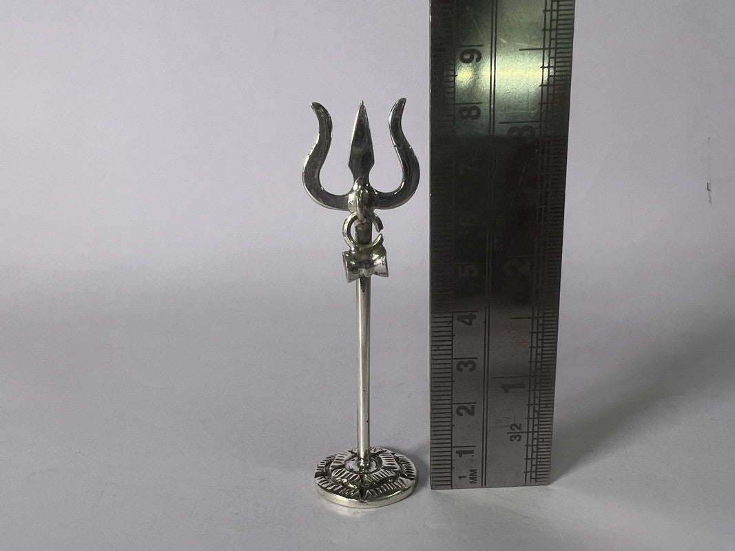 Pure Silver Trishul Antique Idol