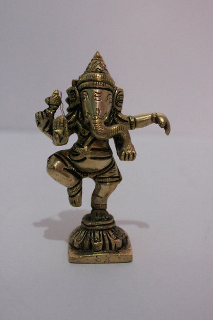 Brass Dancing Ganesha Idol Murti