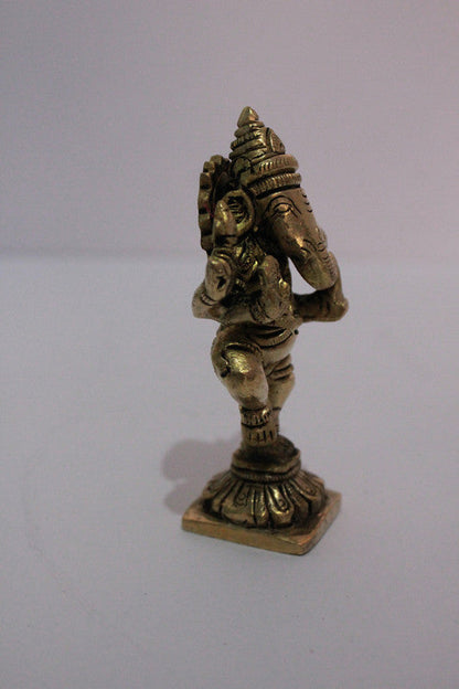 Brass Dancing Ganesha Idol Murti