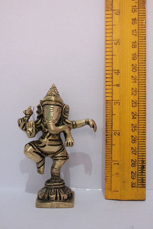 Brass Dancing Ganesha Idol Murti