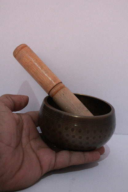 Brass Tibetan Singing Bowl With Stick