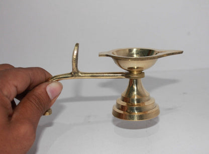 Brass Table Diya Deepak With Handle
