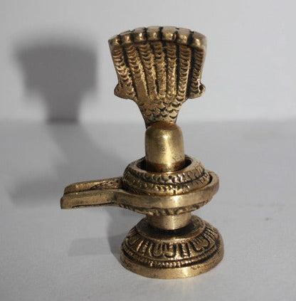 Brass Shivling with Sheshnag