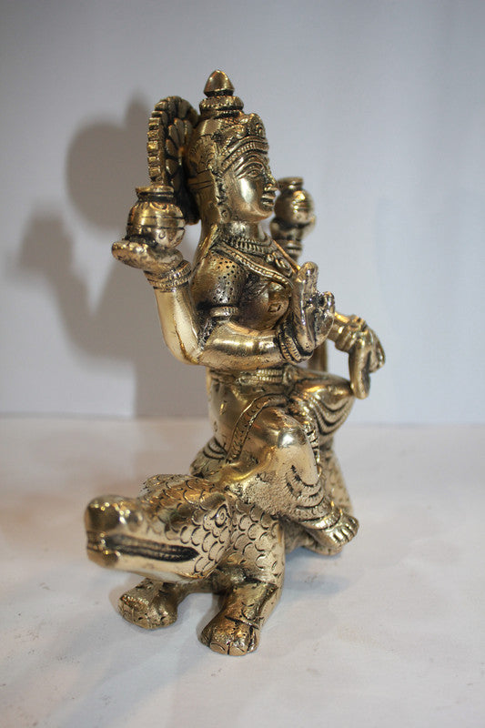 Brass Ganga Devi Statue