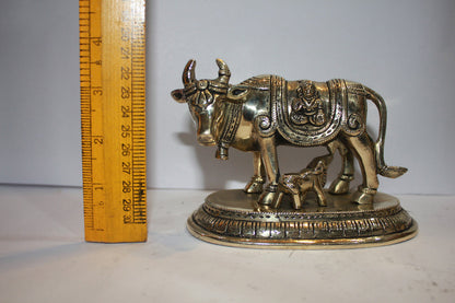 Brass Cow With Calf Statue