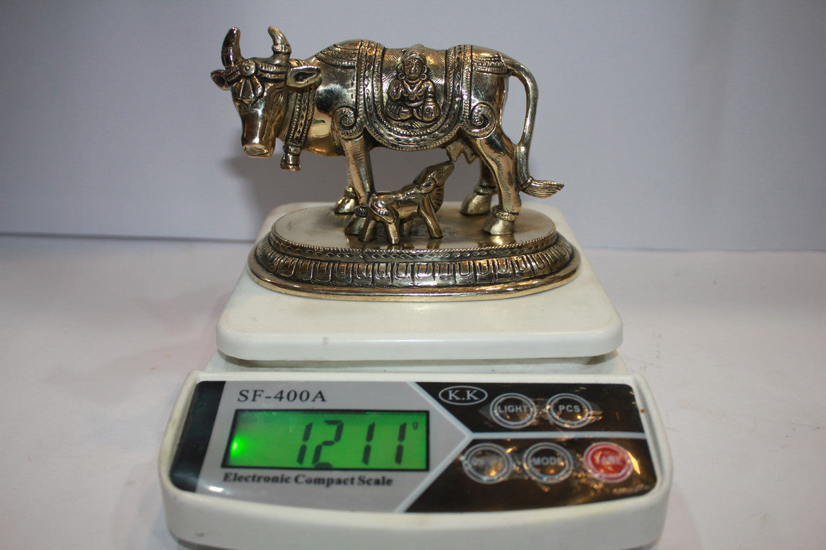 Brass Cow With Calf Statue