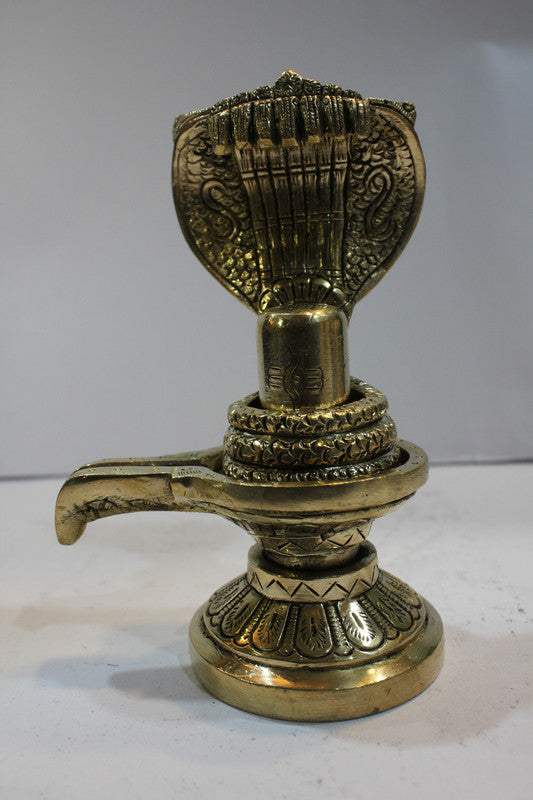 Brass Shivling with Sheshnag