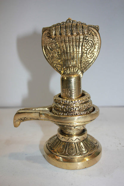 Brass Shivling with Sheshnag