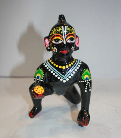 Brass Black Laddu Gopal Statue Murti Idol