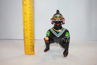 Brass Black Laddu Gopal Statue Murti Idol