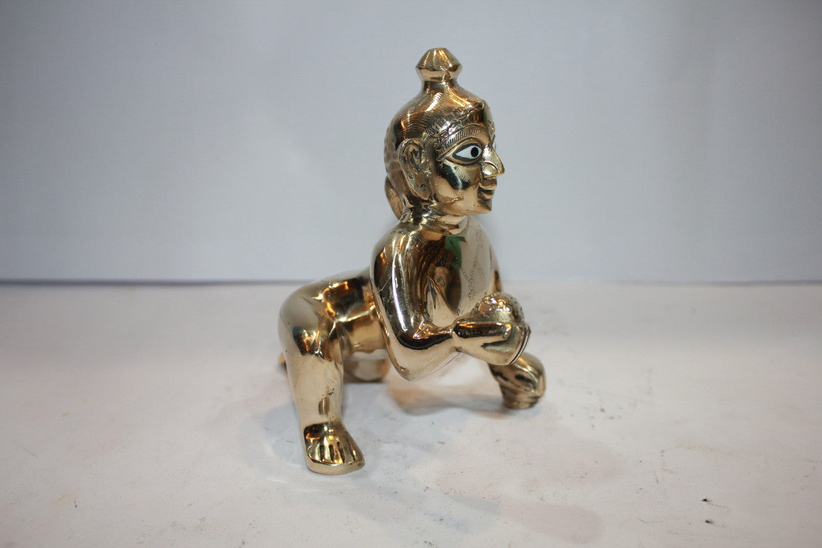 Brass Laddu Gopal Statue Murti Idol