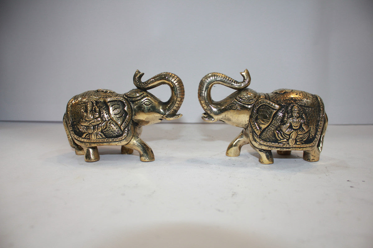 Brass Pair Elephant Statue