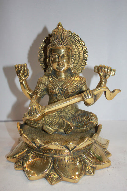 Brass Saraswati Ji Statue